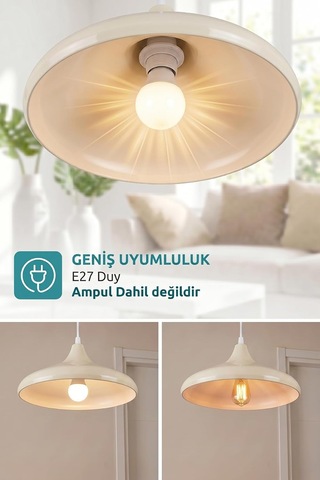Tr Nova Metal Sarkıt Avize, Bohem Tavan Lambası Ve Salon Oturma Odası Aydınlatması - Krem - 35 Cm Modern Dekora Genel
