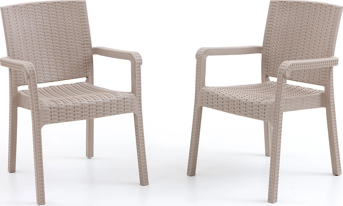 King 2'li Rattan Sandalye Cappuccino Cappuccino