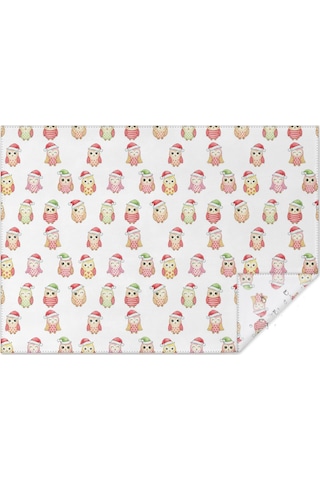 Noel Desenli Dikdörtgen Masa Örtüsü 60x84 İnç, Su Geçirmez Ve Leke Tutmaz Noel Baykuş Baba Noel