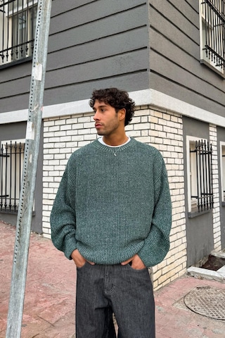 Flaw Örgü Model Triko Kazak Yeşil-28489 Yeşil