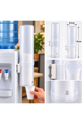 Şeffaf Sebil Bardaklığı 34 Cm 8,5 Cm Çap, Vidalı Montaj Aparatlı, Bpa İçermez