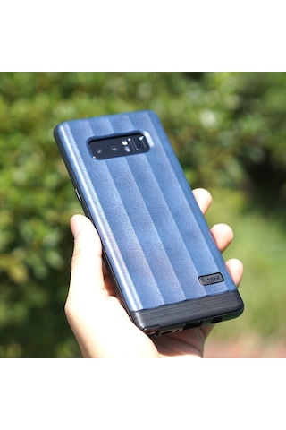 Ringke Flexs Galaxy Note 8 İle Uyumlu Kılıf Deep Blue Premium Pu Deri&tpu Kombini Tam Koruma