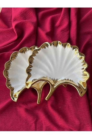 Ginkgo Yaprak Sunum Tabak 2'li Çok Renkli