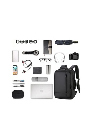 Yamaluo 1805 USB Şarj Portlu Laptop Notebook Sırt Çantası Siyah