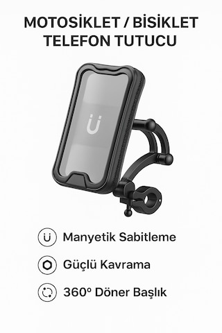 Motosiklet Bisiklet Gidon Bağlantılı Telefon Tutucu Su Geçirmez