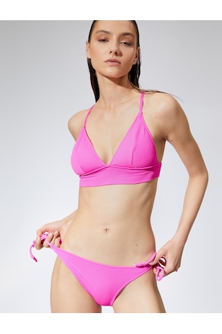 Koton Brazilian Bikini Altı Basic Dokulu Yanları Bağlama Detaylı Fuşya 3sak00123bm 3SAK00123BM327 Fuşya
