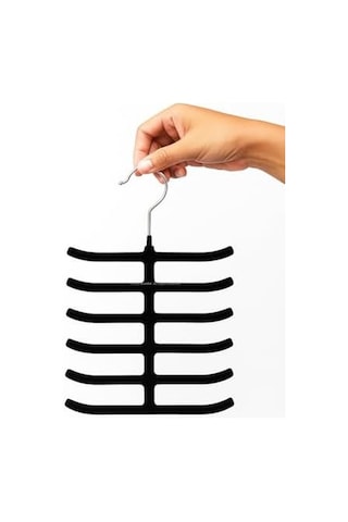 Kaymaz Kadife Kravat Askısı 3'lü Paket, 12 Kancalı Dolap İçi Düzenleyici Seti, Metal Kancalı, Kemer, Şal, Fular Ve Aksesuar İçin Yer Tasarruflu Pratik Organizer Askılık Acik Yeşil