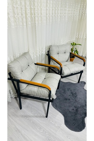 Madame Home Leylak Balkon, Bahçe,teras,cafe - Salon - Metal Kanepe Koltuk Takımı 1-1 Açık Gri