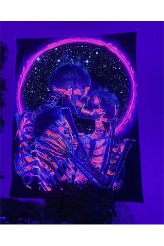 Singree Neon Aşklı Kafalar Desenli Işıklı Duvar Örtüsü - Modern Oturma Odası Dekorasyonu, Hafif Poliester, Farklı Boyut Seçenekleri Diğer