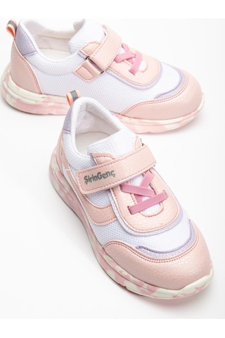Şiringenç Ortopedik Kız Çocuk Spor Ayakkabı Pembe Cırtlı Anorak Malzeme-3719 Pembe