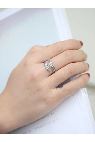 Eyelashes Silver 925 Ayar Gümüş Yaprak Desenli  Ayarlanabilir Yüzük