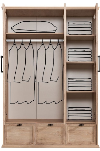 Polo Genç Odası - 3 Kapaklı Dolap, Karyola, Komodin, Çalışma Masası, Şifonyer Ceviz