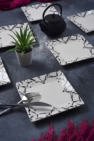 Piatti Naturali 6'lı Mermer Tatlı Tabak Seti Sunum Servis Pasta 15 Cm