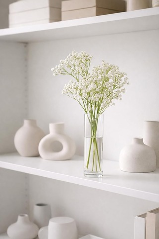 Yapay Gypsophila Çiçeği, Beyaz, 38 Cm, Dekoratif Saksı Ve Vazo Düzenlemeleri İçin, 1 Adet Diğer