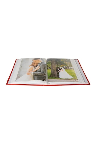 100'lük 13x18cm. Beyaz Deri Pencereli Fotoğraf Albümü