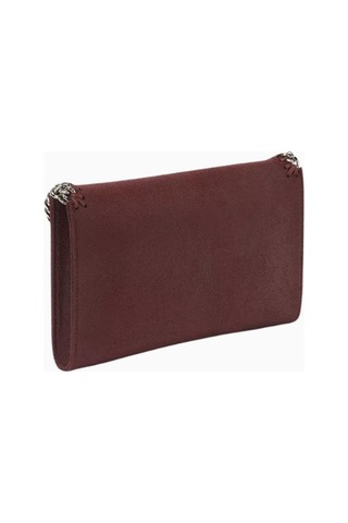 Stella Mccartney Mini Falabella Matte Shaggy Deer, Koyu Kırmızı Vegan Deri, Lüks Crossbody Çanta Omuz Çantası