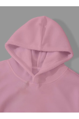 Harmandar Üç İplik Vampurr Kedi Baskılı Unisex Pembe Kanguru Cepli Kapüşonlu Sweatshirt Hoodie Vampurrpembesweat