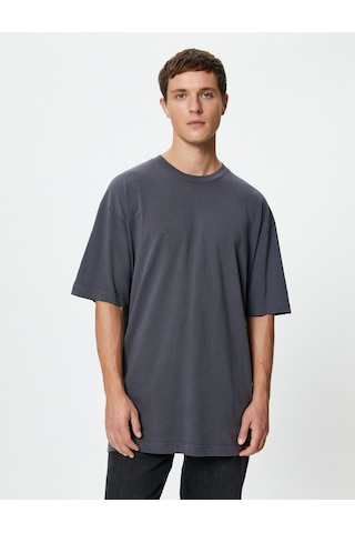 Koton Oversize Tişört Basic Bisiklet Yaka Kısa Kollu Pamuklu Mavi 4sam10108hk Mavi