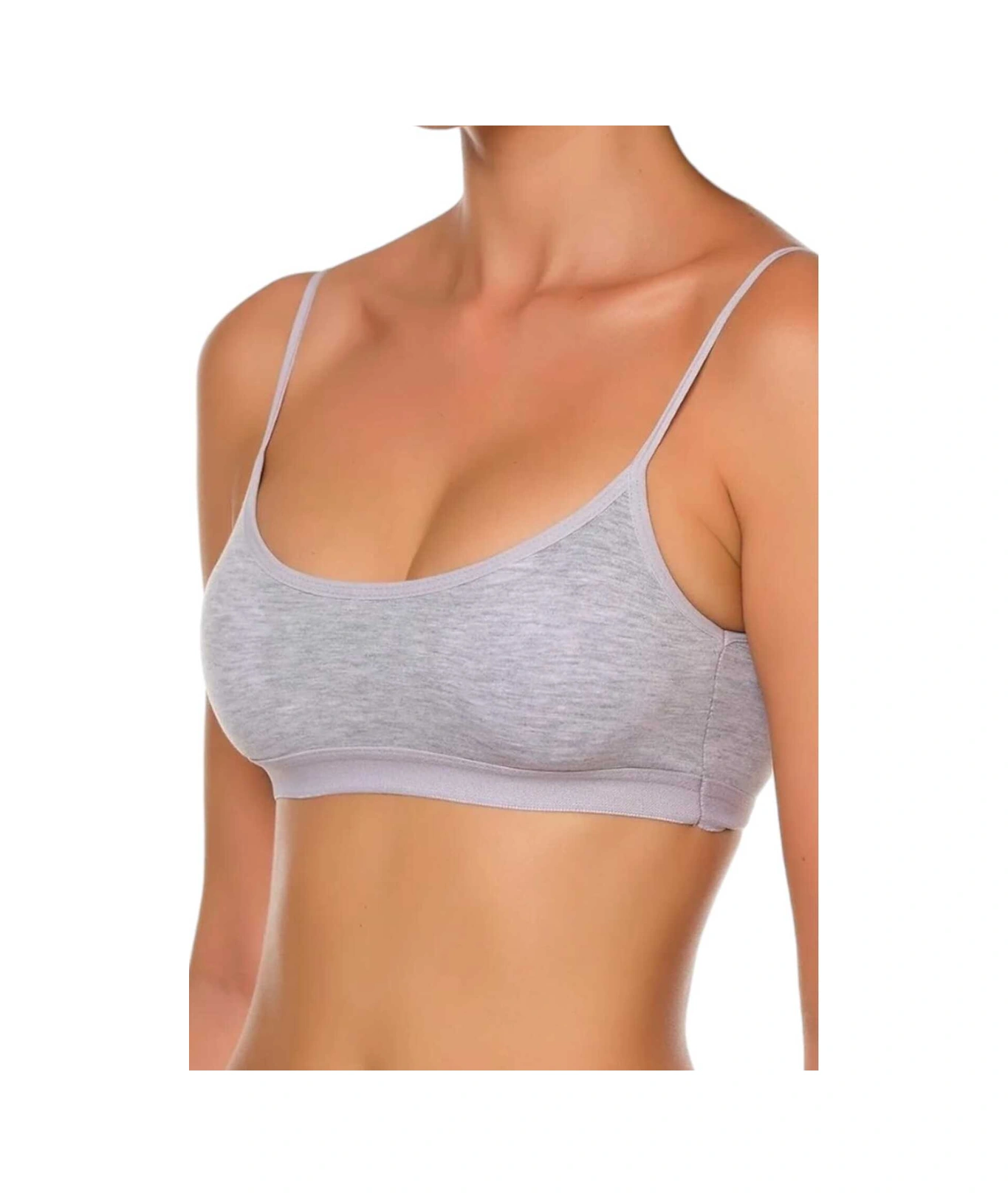 Tezzgelsin Kadın İnce Askılı Pedli Büstiyer Yarım Atlet Sütyen 3'lü Set Gri