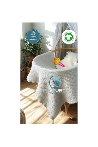 %100 Pamuk Müslin Bebek Yorgan İvory