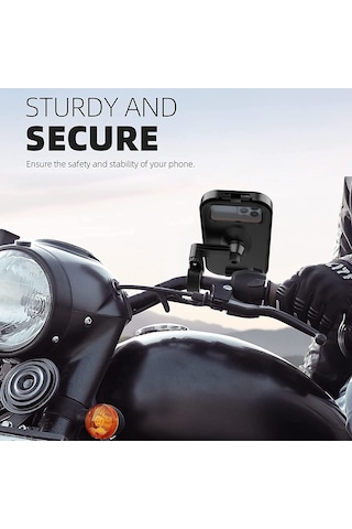Hl-159 Su Geçirmez Motosiklet Dikiz Aynası 47-68 Inç Telefonlar Için Telefon Montaj Tutacağı Rotasyonu - Tamamı Siyah
