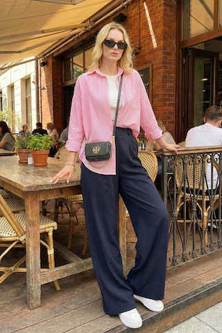 Lela Wide Leg Yüksek Bel Geniş Paça Palazzo Bayan Pantolon 5866290 Lacivert