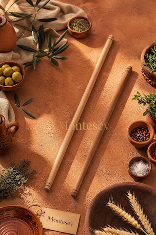 Ahşap Hamur Açma Oklavası Şekillendirici 2li Set 50lik Ve 70lik