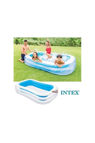 Intex 56483 Büyük Şişme Aile Havuzu Dış Bölme Şeffaf 262x175x56 c Çok Renkli