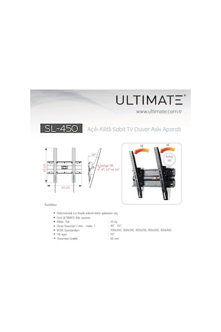 Ultımate Sl 450 40" 55" Açı Mekanizmalı Kilitli Tv Askı Aparatı