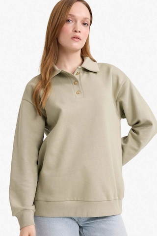 Defacto Regular Fit Polo Yaka İçi Yumuşak Tüylü Kalın Sweatshirt Tunik F3085ax25wngn497 Yeşil-gn497