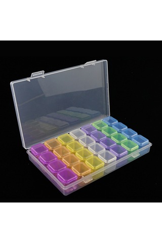 Tenfowee 28 Bölmeli Minik Kırılmaz Akrilik Manikür Kutusu - Taşınabilir, Şeffaf Kapaklı, Tek Tek Kullanılabilir Aksesuar Depolama Kutusu Beyaz