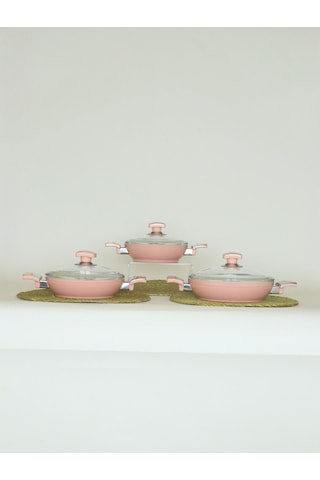 6 Parça Seramik Omlet Pembe Pembe