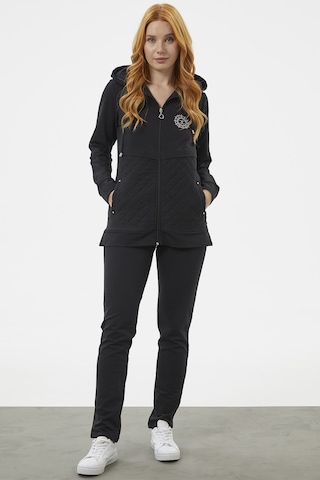 Kapüşonlu Kapitone Detaylı Eşofman Takım - Siyah 001