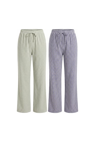 Siyah İnci 2'li Fiyonk Desenli Yumuşak Tuşe Kışlık Örme Tek Alt Pijama Altı 8074 Yeşil Koyu Lacivert Ekose