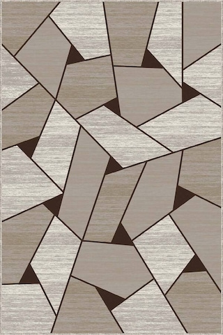 Kahve Kaymaz Geometrik Kesme Rulo Özel Ölçülü Yolluk Vh004n11 Kahverengi