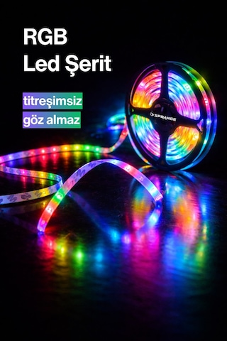 5 Metre Rgb Şerit Led 16 Renkli Kumandalı 4 Modlu Ayarlanabilir Işık 5v Usb Silikon Neon Led RGB