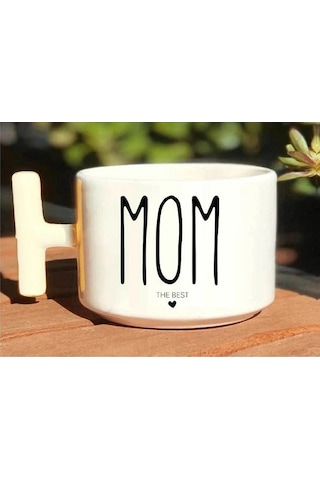 Mom Dad The Best Baskılı Çift 2'li Beyaz T Kulp Kupa Bardak