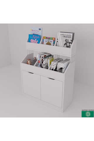 Kitaplık & Çok Amaçlı Oyuncak Dolabı Depolama Alanlı