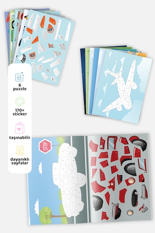 Mert Bebek Sticker Puzzle Kitabı Taşıtlar 4-6 Yaş 170+ Sticker Eğitici Aktivite Kitabı