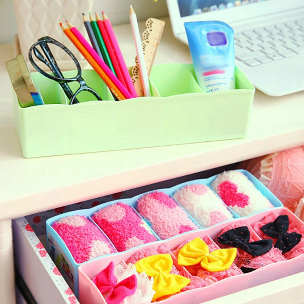 Geeksen Yeşil Pp Malzeme 5 Bölmeli Organizer Kutusu - Giyim, Çorap, Kozmetik Ve Masaüstü İçin Çekmecelik Depolama Kutu Diğer