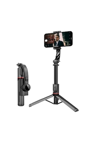 Gimbal Stabilizer Selfie Stick Tripod 2 Si 1 Arada Kablosuz Bluetooth Uzaktan Kumandalı, 700mm Ayarlanabilir Yükseklik, İos & Android Uyumlu, Titreşim Önleyici Telefon Tripodu L19
