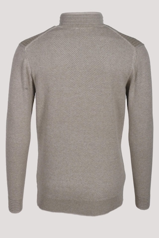 Erkek Triko Yarım Fermuarlı Bej Slim Fit Desenli Pamuklu Knitwear Ncs Jeans 3709 Bej