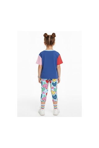 Denokids Unicorn Kedi Kız Çocuk İkili Takım Tayt T-shirt İlkbahar Yaz 2-7 Yaş Çok Renkli