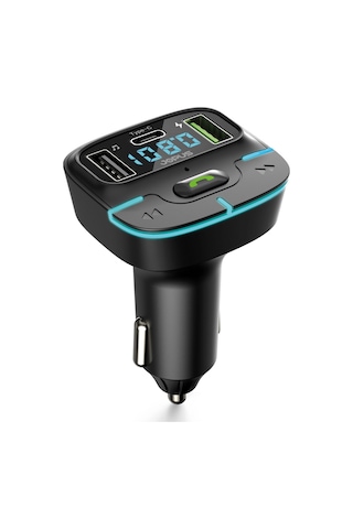 F9 Araç Fm Transmitter 5.3 Bluetooth Araç Kiti Usb Type-c Hızlı Şarj Kart Çakmaklık Girişli