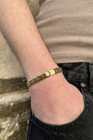 K. Atatürk İmzalı İtalyan Charm Unisex Çelik Bileklik Scb54 Sarı