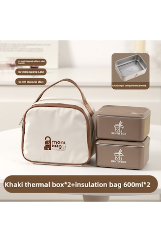 Kahverengi 600 Ml X 2 + Yemek Takımı + Termos Çanta Kahverengi