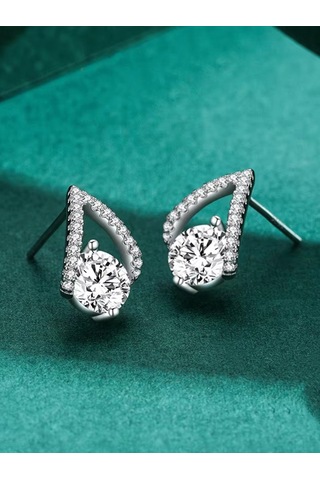 Brezza Lusso Jewelry Timeless Series Işıltı Üçgen Tektaş Gümüş Kadın Küpe Gümüş