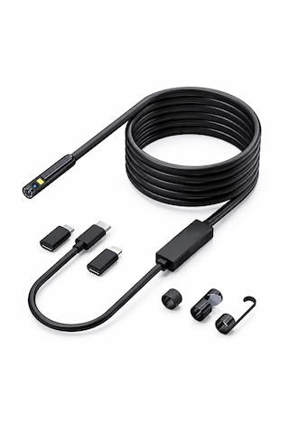 Ultratekno Ult110s 10m Çift Kameralı 1440p Endoskop Yılan Kamera Ip68 8mm Sert Kablo İos Android
