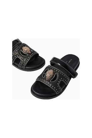 Kurt Geiger Eagle Stud Cut Out Sandaletler, Deri, Çivili Ve Şık Yaz Sandaleti Siyah