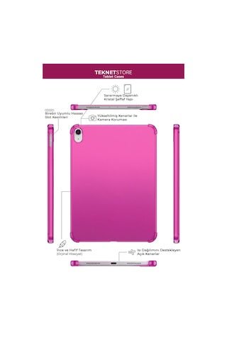 İpad 11. Nesil A16 Ve 10. Nesil 10.9" Uyumlu Kılıf A3355 A2696 Ultra İnce Standlı Kapak Pembe Kapaklı Kılıf